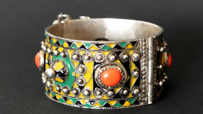 Kabyle bracelet in silver and enamel