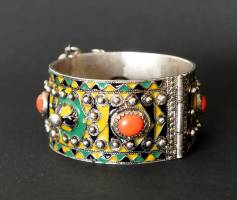 Kabyle bracelet in silver and enamel
