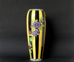 C. Catteau - High vase (44 cm) with decor of dahlias