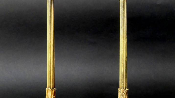 Pair of gilt bronze candelsticks