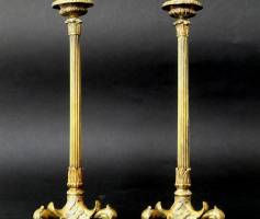 Pair of gilt bronze candelsticks