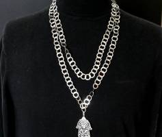 Silver «Rihana» necklace and Khamsa